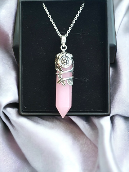 Big Statement Floral Pink Chalcedony Stone Antique Silver Pendant