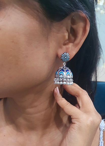 Ela Enamel Jhumka Earrings