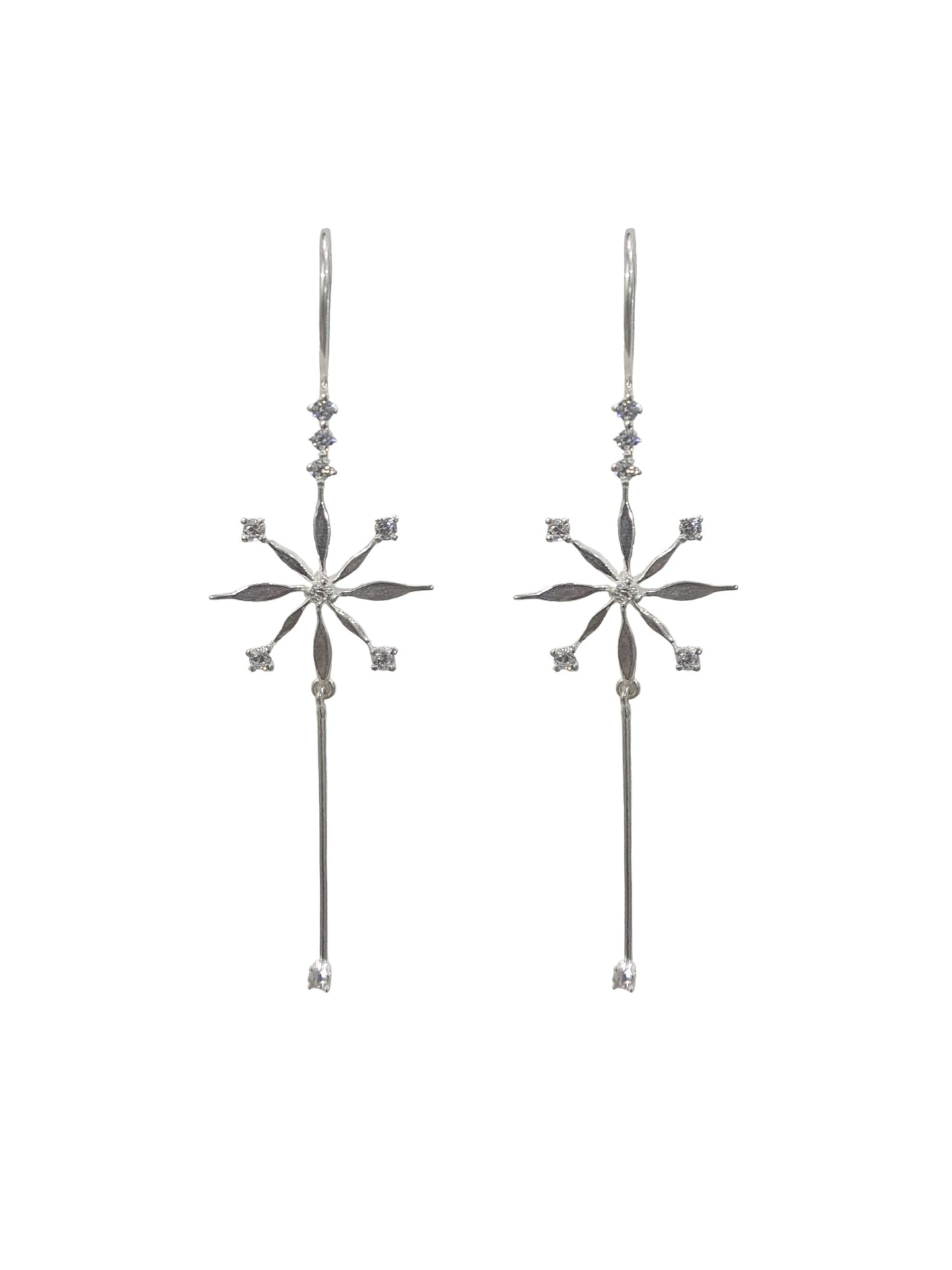 925 Sterling Silver Diamond Floral Hoop Earrings - Elegant 6.5cm hoops crafted with zircon stones, featuring a floral design, hypoallergenic and water-resistant, lightweight at 4.7g, perfect for special occasions, delivered in Sutra Designs' premium custom packaging