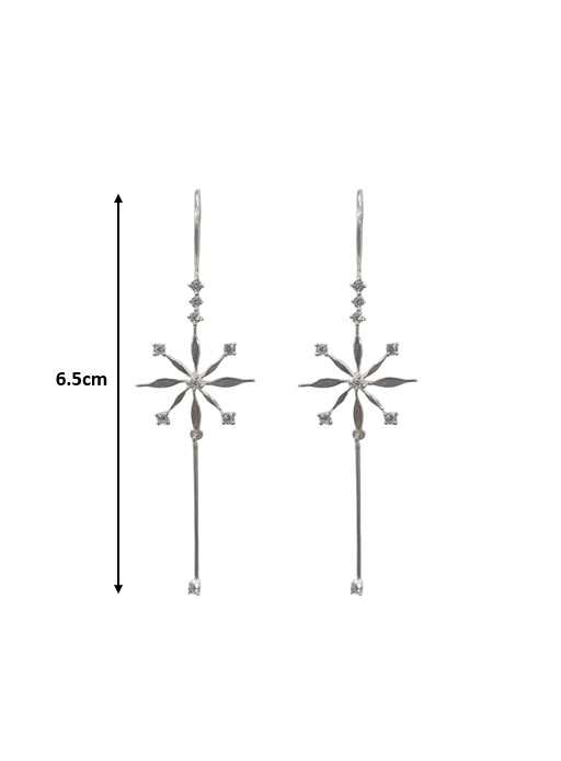 925 Sterling Silver Diamond Floral Hoop Earrings - Elegant 6.5cm hoops crafted with zircon stones, featuring a floral design, hypoallergenic and water-resistant, lightweight at 4.7g, perfect for special occasions, delivered in Sutra Designs' premium custom packaging