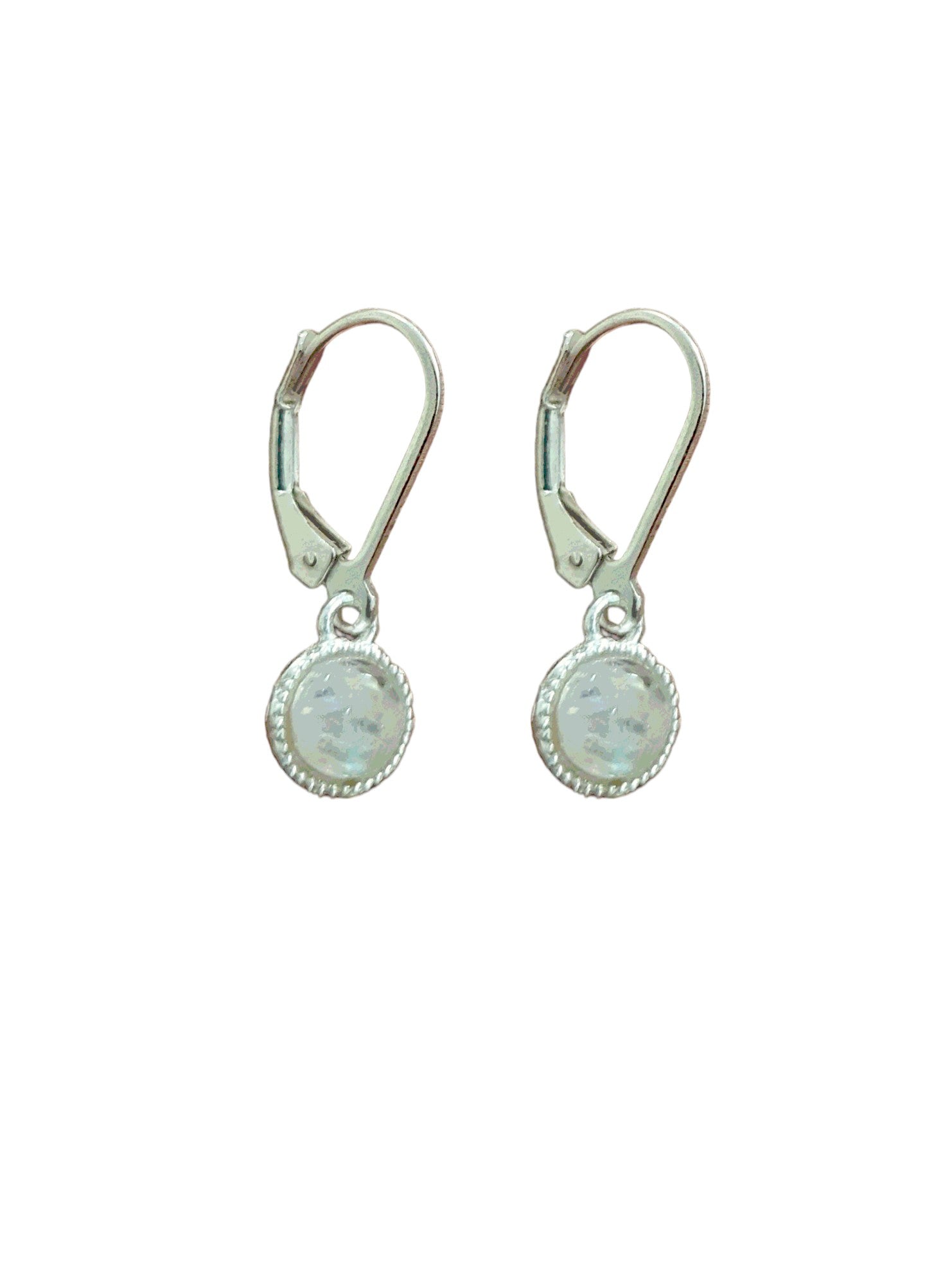 925 Sterling Silver 6mm Moonstone Drop Hoop Earrings - Lightweight and hypoallergenic design featuring genuine moonstone and a 925 authenticity stamp, perfect for elegant daily wear, delivered in Sutra Designs' premium packaging