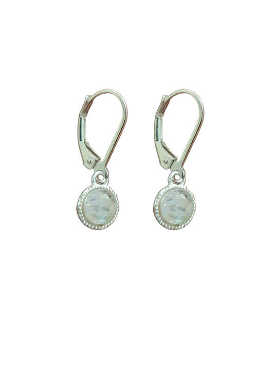 925 Sterling Silver 6mm Moonstone Drop Hoop Earrings - Lightweight and hypoallergenic design featuring genuine moonstone and a 925 authenticity stamp, perfect for elegant daily wear, delivered in Sutra Designs' premium packaging