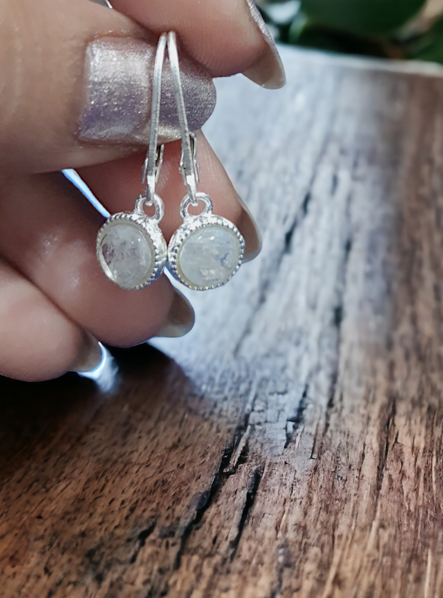 925 Sterling Silver 6mm Moonstone Drop Hoop Earrings - Lightweight and hypoallergenic design featuring genuine moonstone and a 925 authenticity stamp, perfect for elegant daily wear, delivered in Sutra Designs' premium packaging