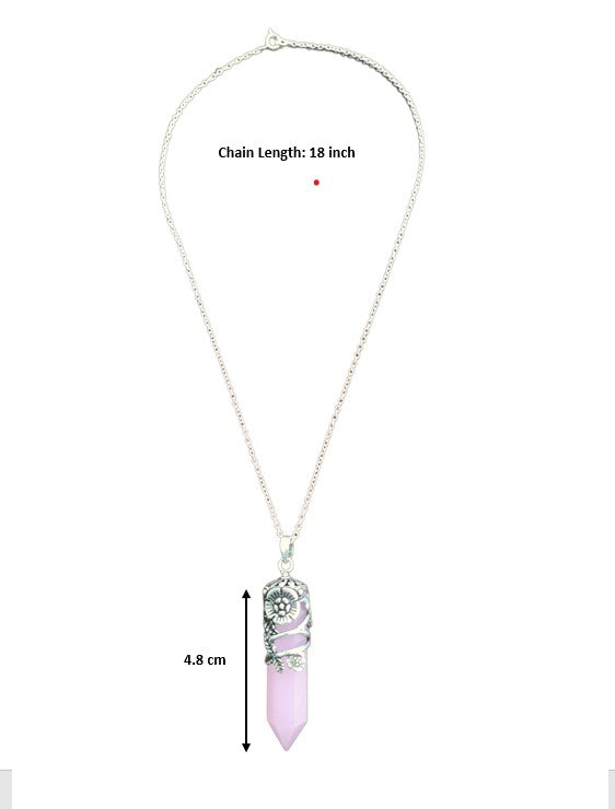 Floral Pink Chalcedony Stone Pendant