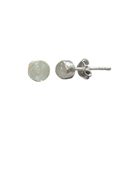 925 Sterling Silver Moonstone Stud Earrings - 4mm hypoallergenic and tarnish-free earrings with 925 authenticity stamp, lightweight design, ideal for daily wear, delivered in premium Sutra Designs packaging