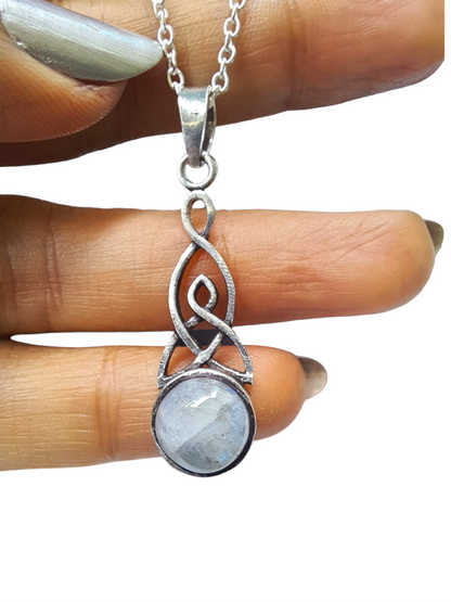 Rainbow Moonstone Celtic Knot Pendant