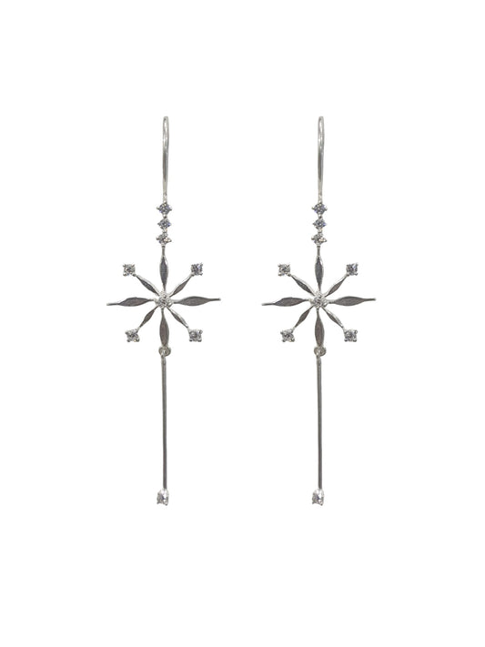 925 Sterling Silver Diamond Floral Hoop Earrings - Elegant 6.5cm hoops crafted with zircon stones, featuring a floral design, hypoallergenic and water-resistant, lightweight at 4.7g, perfect for special occasions, delivered in Sutra Designs' premium custom packaging