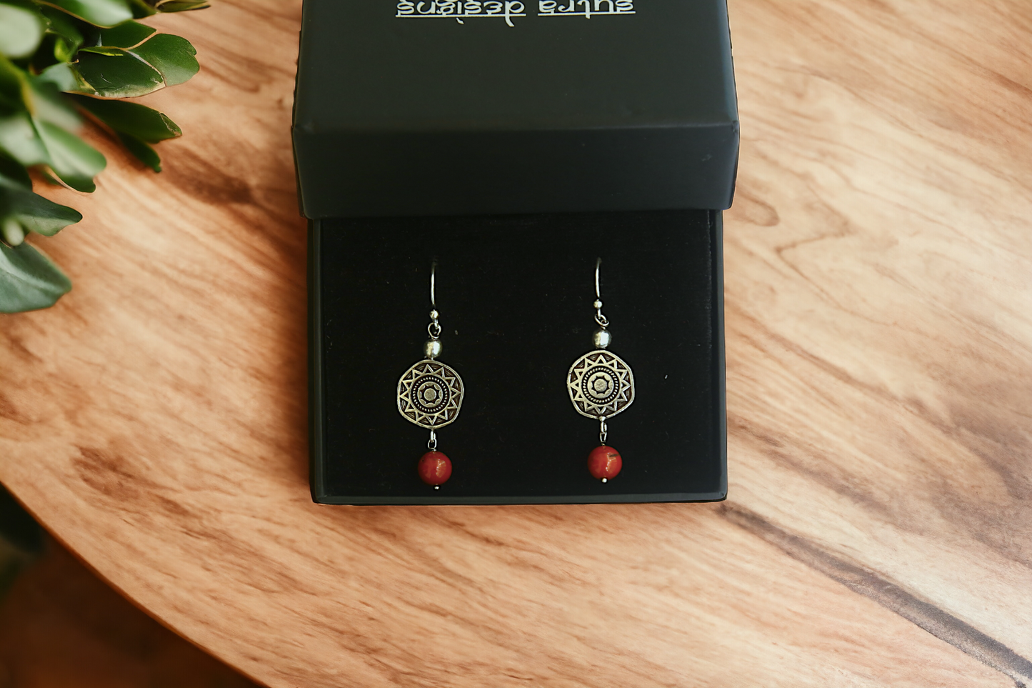 Rubina Red Jasper Charm Hoop Earrings