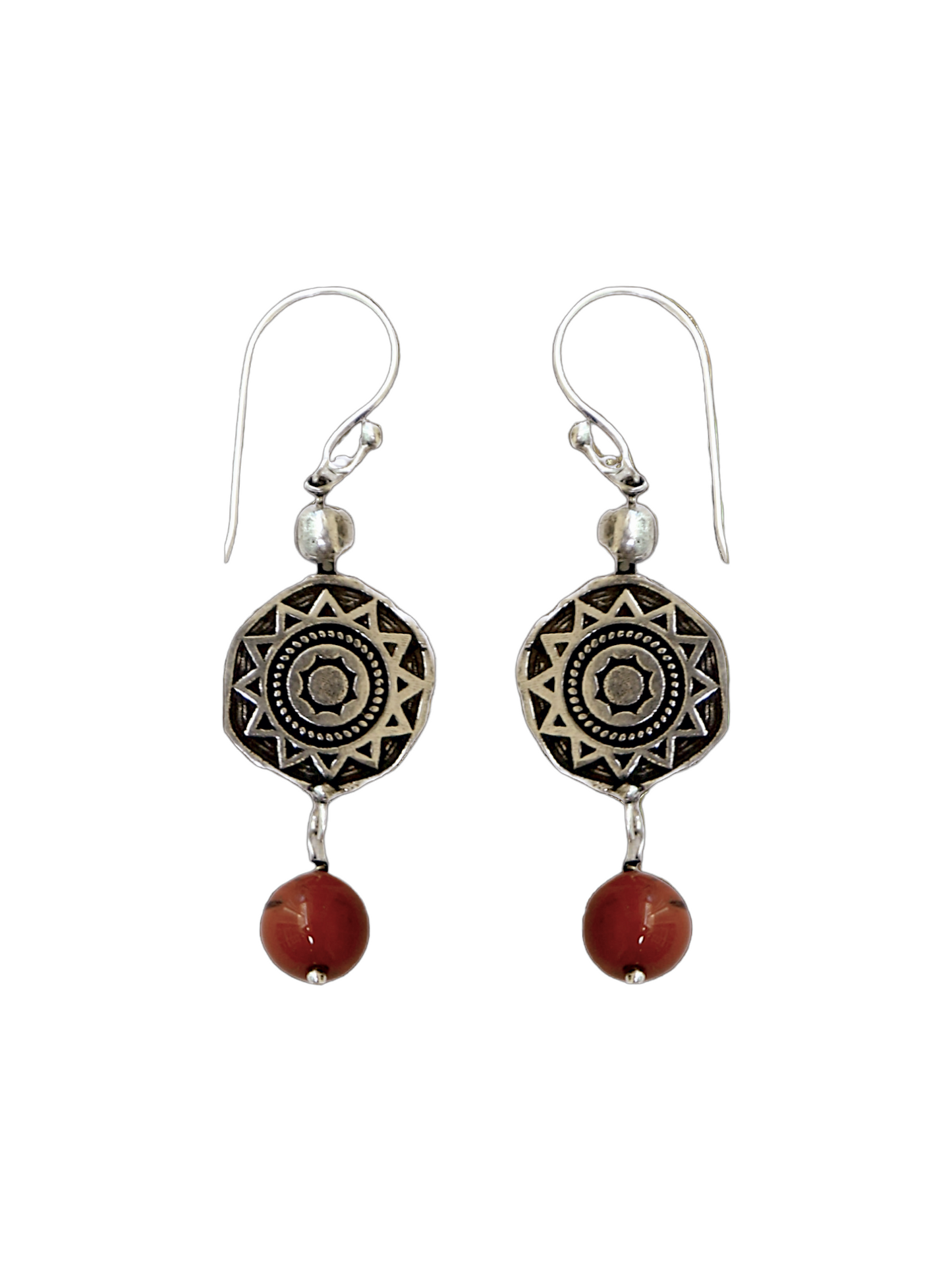 Rubina Red Jasper Charm Hoop Earrings