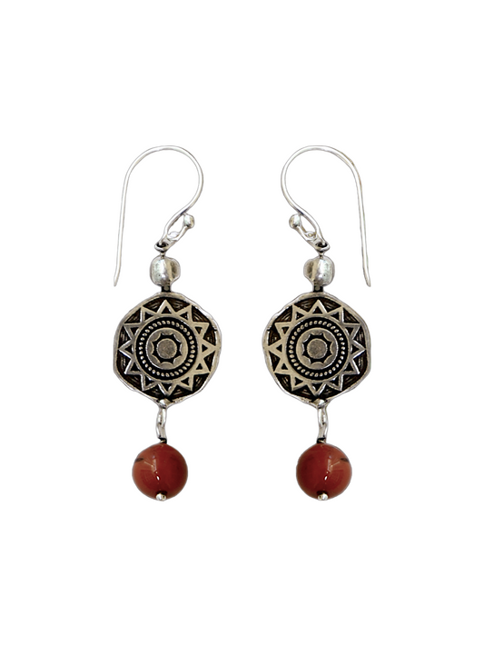 Rubina Red Jasper Charm Hoop Earrings
