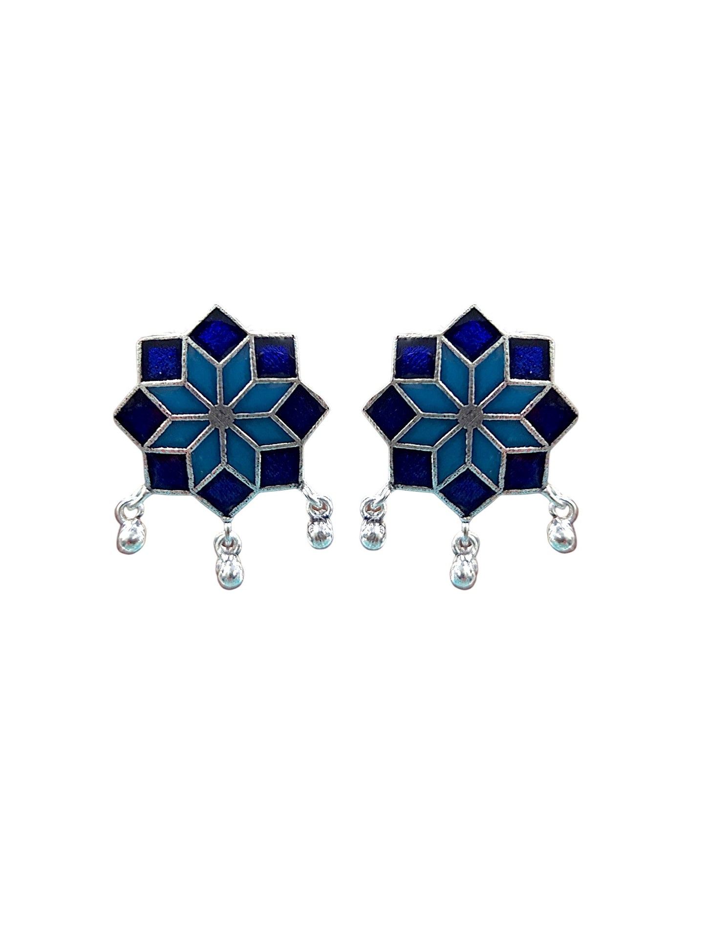 Navya Floral Enamel Antique Silver Finish Stud Earrings