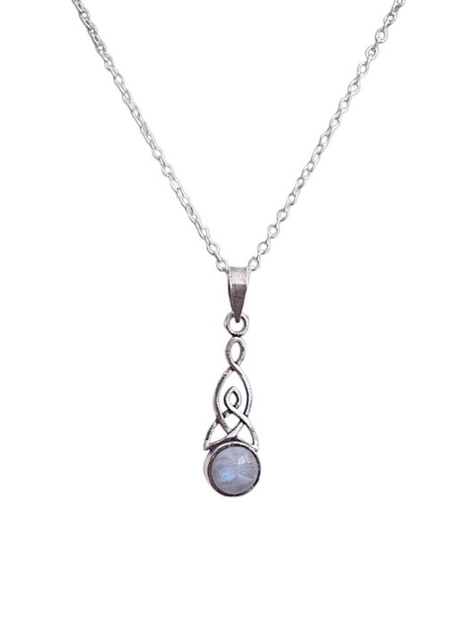 Rainbow Moonstone Celtic Knot Pendant