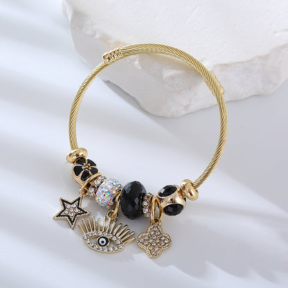 Elegant Luxurious Star Heart Bangle