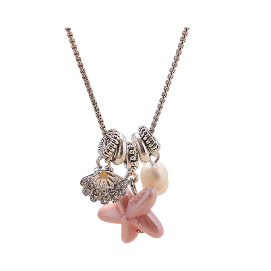 Starfish Shell Pearl Titanium Steel Necklace