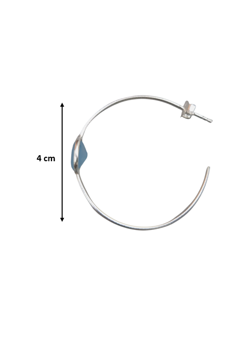 Aqua Calci Stone 925 Sterling Silver Hoop Earrings - 4cm lightweight and hypoallergenic hoops crafted with authentic 925 sterling silver and Aqua Calci stone, featuring a 925 stamp, water-resistant and durable, delivered in Sutra Designs' premium custom packaging.
