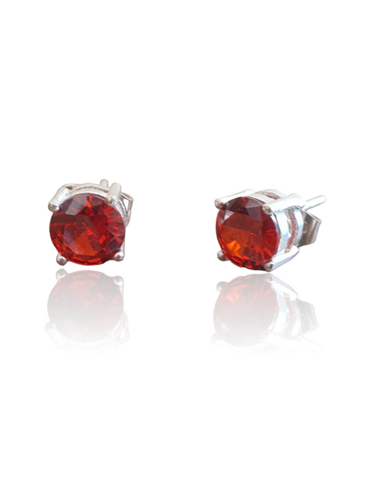 Red Zircon Stud Earrings